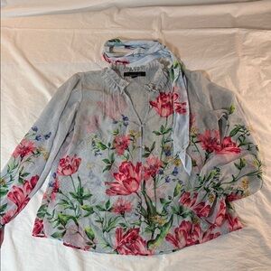 White House Black Market Sheer Floral Top